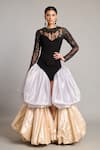 Buy_Siddartha Tytler_Black Net Lace Quilted Corset _at_Aza_Fashions