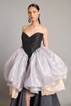 Siddartha Tytler_Black Organza Sweetheart Neck Steel Bauble Corset _Online_at_Aza_Fashions