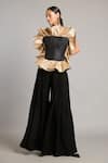 Siddartha Tytler_Black Silk Ruffles High Neck Corset _Online_at_Aza_Fashions