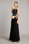 Buy_Siddartha Tytler_Black Silk Ruffles High Neck Corset _Online_at_Aza_Fashions