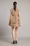Shop_Siddartha Tytler_Gray Organza Plunge Neck Steel Grey Ruffle Dress _at_Aza_Fashions