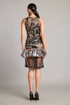 Shop_Siddartha Tytler_Black Net Sequins V-neck Zari Forest Sheer Bauble Dress _at_Aza_Fashions