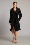 Siddartha Tytler_Black Microfiber V-neck Anti-fit Dress _Online_at_Aza_Fashions
