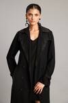 Buy_Siddartha Tytler_Black Microfiber V-neck Anti-fit Dress _Online_at_Aza_Fashions
