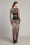 Shop_Siddartha Tytler_Black Net Sequins Round Neck Sheer Column Gown _at_Aza_Fashions