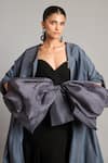 Buy_Siddartha Tytler_Gray Silk Open Neck Slate Raw Opera Jacket _Online_at_Aza_Fashions