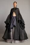 Buy_Siddartha Tytler_Black Organza High Neck Balloon Sleeve Jacket _at_Aza_Fashions