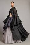 Siddartha Tytler_Black Organza High Neck Balloon Sleeve Jacket _Online_at_Aza_Fashions