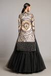 Shop_Siddartha Tytler_Black Net Embroidery High Neck Metallic Mandala Applique Jacket _Online_at_Aza_Fashions