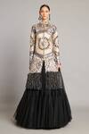 Buy_Siddartha Tytler_Black Net Embroidery High Neck Metallic Mandala Applique Jacket _at_Aza_Fashions