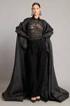 Buy_Siddartha Tytler_Black Organza Open Neck Opera Jacket _at_Aza_Fashions