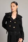 Siddartha Tytler_Black Microfiber Cropped Trench Coat _Online_at_Aza_Fashions