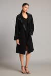 Siddartha Tytler_Black Microfiber Crystal Embellished Trench Coat _Online_at_Aza_Fashions