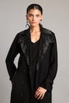 Buy_Siddartha Tytler_Black Microfiber Crystal Embellished Trench Coat _Online_at_Aza_Fashions