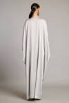 Shop_Siddartha Tytler_Gray Satin Zari V-neck Steel Forest Kaftan _at_Aza_Fashions