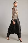 Siddartha Tytler_Black Satin Zouave Flared Pant _Online_at_Aza_Fashions