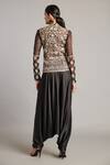 Shop_Siddartha Tytler_Black Satin Zouave Flared Pant _at_Aza_Fashions