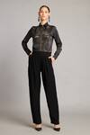 Buy_Siddartha Tytler_Black Satin Embroidery Collared Shirt With Crystal _at_Aza_Fashions