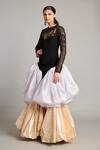 Siddartha Tytler_Gold Microfiber Steel Bauble Skirt _Online_at_Aza_Fashions