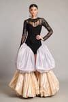Buy_Siddartha Tytler_Gold Microfiber Steel Bauble Skirt _at_Aza_Fashions