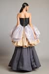 Shop_Siddartha Tytler_Gold Organza Zari Sheer Bauble Trail Skirt _at_Aza_Fashions