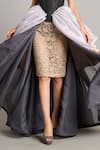 Buy_Siddartha Tytler_Gold Organza Zari Sheer Bauble Trail Skirt _Online_at_Aza_Fashions