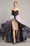 Buy_Siddartha Tytler_Gold Organza Zari Sheer Bauble Trail Skirt _at_Aza_Fashions