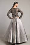 Shop_Siddartha Tytler_Silver Gunmetal Lame Asymmetric Quilted Skirt _at_Aza_Fashions