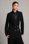 Buy_Siddartha Tytler_Black Microfiber Double Breasted Suit _Online_at_Aza_Fashions