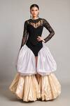Buy_Siddartha Tytler_Black Organza Embroidery Round Neck Mixed Media Sheer Top _at_Aza_Fashions