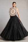 Buy_Siddartha Tytler_Black Microfiber Embroidery Round Neck 3d Mandala Crop Top _at_Aza_Fashions