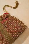 The Purple Sack_Red Embroidery, Beads Riviera Potli Bag _Online_at_Aza_Fashions