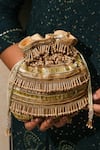 Buy_The Purple Sack_Gold Beads, Tassels Polma Potli _Online_at_Aza_Fashions