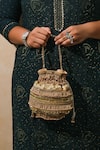 Buy_The Purple Sack_Gold Beads, Tassels Polma Potli _at_Aza_Fashions