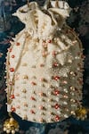 The Purple Sack_White Pearls, Beads Palazzio Potli Bag _at_Aza_Fashions