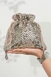 The Purple Sack_Gray Sequins Sequenzzia Potli Bag _Online_at_Aza_Fashions