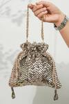Buy_The Purple Sack_Gray Sequins Sequenzzia Potli Bag _at_Aza_Fashions