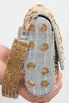 The Purple Sack_Gray Embroidery, Beads, Sequins Golden Silver Flower Clutch _Online_at_Aza_Fashions