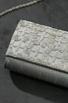 The Purple Sack_Gray Beads Designer Grey Silver Handcrafted Clutch _Online_at_Aza_Fashions