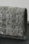 Shop_The Purple Sack_Gray Beads Designer Grey Silver Handcrafted Clutch _Online_at_Aza_Fashions
