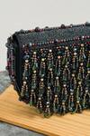 Shop_The Purple Sack_Blue Beads, Tassels Semi Circle Clutch _Online_at_Aza_Fashions