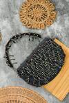 Buy_The Purple Sack_Blue Beads, Tassels Semi Circle Clutch _at_Aza_Fashions