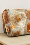 The Purple Sack_Gold Sequins Flower Clutch With Sling Handle _Online_at_Aza_Fashions