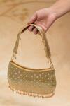 Buy_The Purple Sack_Gold Crystals, Beads Handcrafted Ballistic Clutch _at_Aza_Fashions