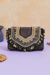 Buy_The Purple Sack_Gold Fringe, Beads Boho Love Handcrafted Clutch _at_Aza_Fashions