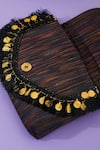 Shop_The Purple Sack_Gold Fringe, Beads Boho Love Handcrafted Clutch _Online_at_Aza_Fashions