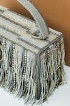 Shop_The Purple Sack_Gray Beads, Fringe Grey Gaza Clutch _Online_at_Aza_Fashions