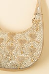 The Purple Sack_Gold Sequins, Embroidery Half Moon Clutch  _Online_at_Aza_Fashions