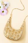 Buy_The Purple Sack_Gold Sequins, Embroidery Half Moon Clutch  _at_Aza_Fashions