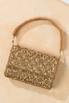 Shop_The Purple Sack_Gold Beads, Sequins Midas Touch Handcrafted Clutch _at_Aza_Fashions